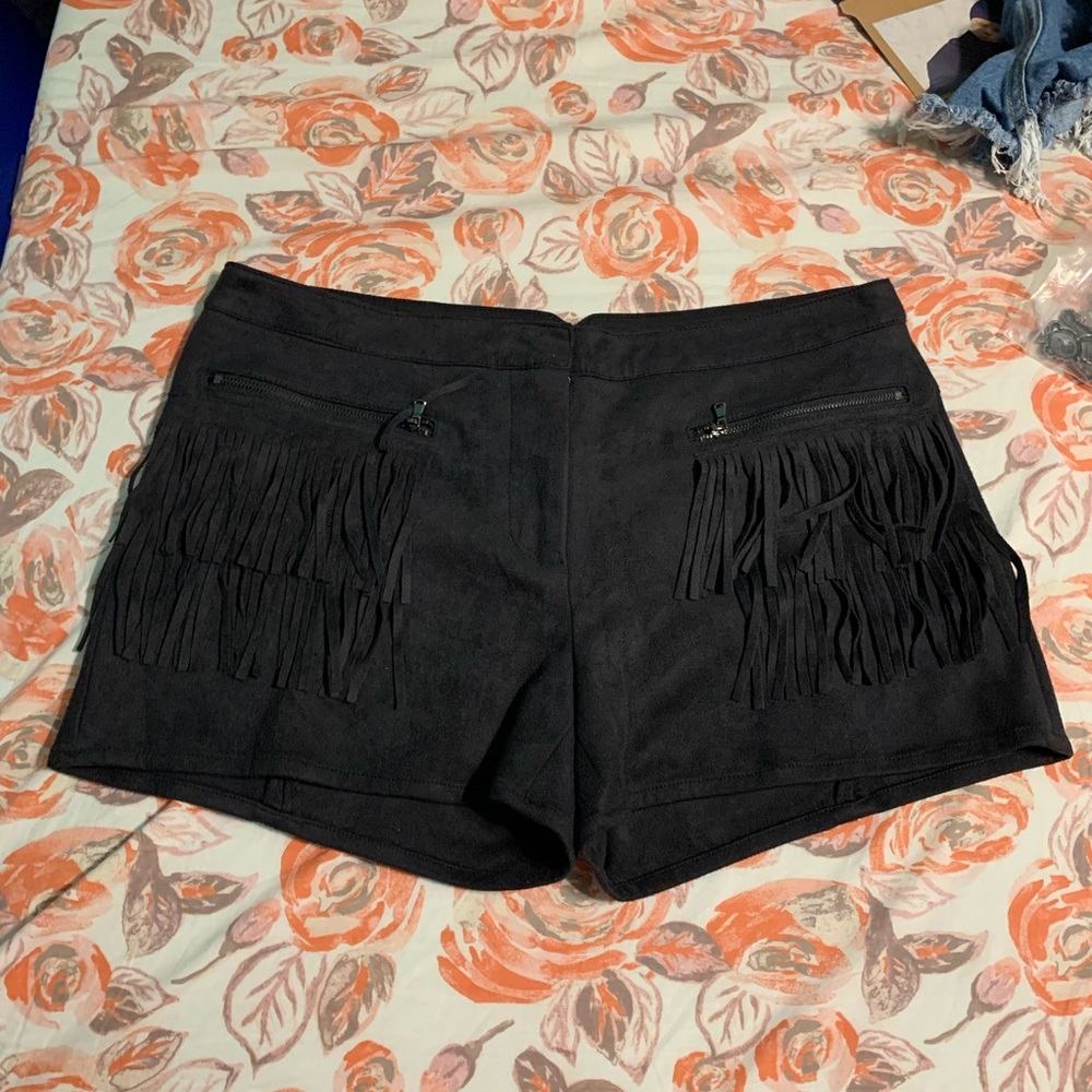 FATE fringe navy blue shorts size L NWOT